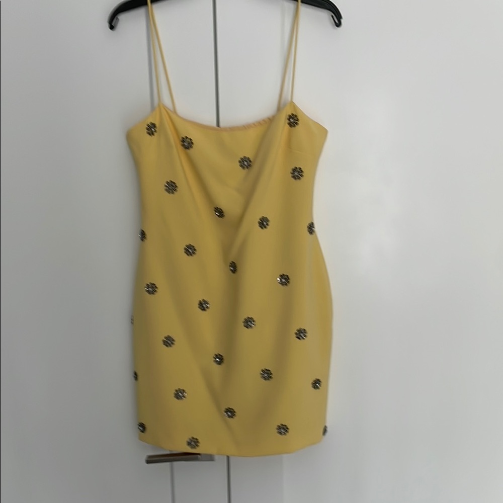 Likely Yellow Mini Dress with Beaded Accents